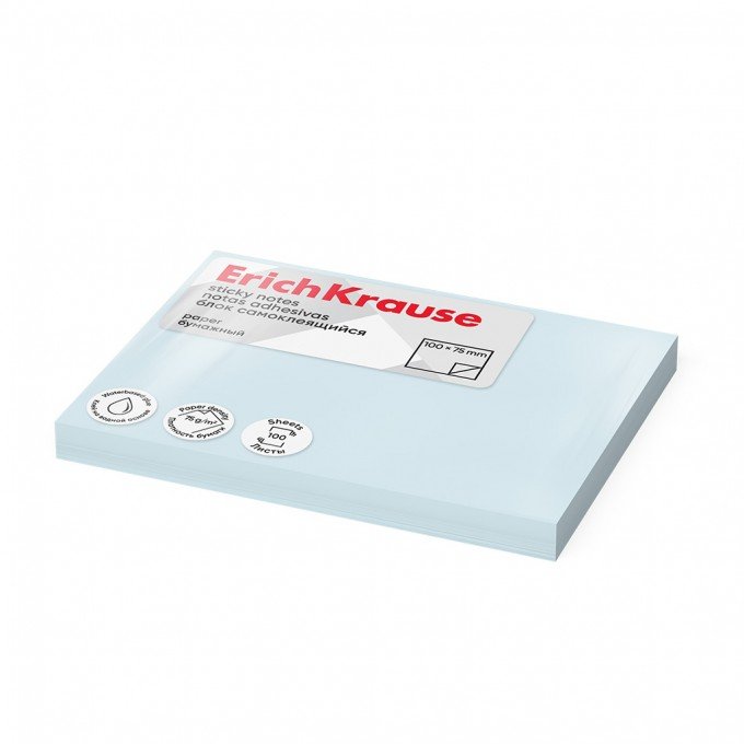 Post-it - Sticky notes ErichKrause 100х75 mm, 100 fogli, Blu