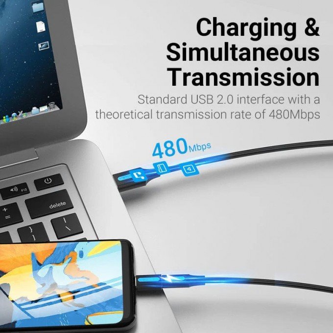 Adattatore OTG Vention da Micro USB a USB Type-C – Ricarica Rapida 3A e Trasferimento Dati 480Mbps