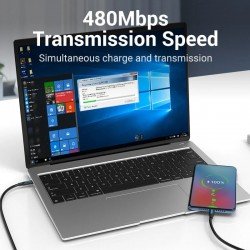 Cavo USB 2.0 C maschio a C maschio Vention  da 0.5 Metri – 480Mbps, 3A, ricarica rapida, PVC nero Cavo USB 2.0 C maschio a C maschio Vention  da 0.5 Metri – 480Mbps, 3A, ricarica rapida, PVC nero