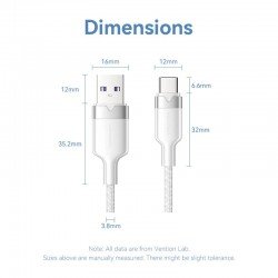 Cavo USB 2.0 A maschio a C maschio 6A Vention 1 Metro Bianco – 480Mbps, ricarica rapida, lega di alluminio Cavo USB 2.0 A maschio a C maschio 6A Vention 1 Metro Bianco – 480Mbps, ricarica rapida, lega di alluminio