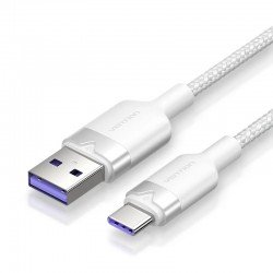 Cavo USB 2.0 A maschio a C maschio 6A Vention 1 Metro Bianco – 480Mbps, ricarica rapida, lega di alluminio Cavo USB 2.0 A maschio a C maschio 6A Vention 1 Metro Bianco – 480Mbps, ricarica rapida, lega di alluminio