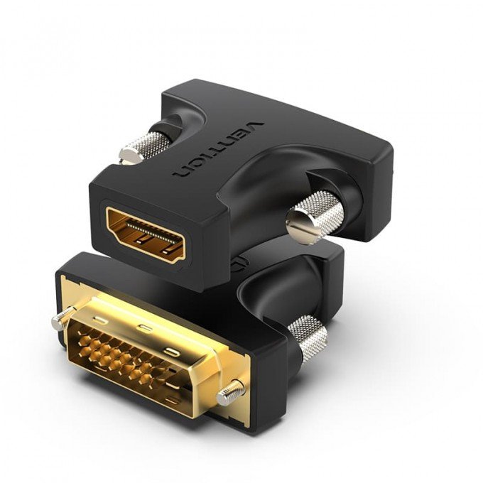 Adattatore HDMI Femmina a DVI (24+1) Maschio Vention – Nero, 1080p, Plug & Play