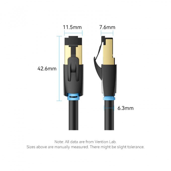 Cavo Ethernet Vention Cat 8 SFTP 1 Metro – 40Gbps, 2000MHz, RJ45 schermato – Alta velocità per gaming, streaming e reti professionali