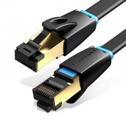 Cavo Ethernet Vention Flat Cat 8 da 1.5 Metri SFTP – 40Gbps, 2000MHz, RJ45 schermato, design piatto nero Cavo Ethernet Vention Flat Cat 8 da 1.5 Metri SFTP – 40Gbps, 2000MHz, RJ45 schermato, design piatto nero