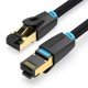 Cavo Ethernet Vention Cat 8 SFTP 2 m – 40Gbps, 2000MHz, RJ45 schermato, intrecciato in cotone nero