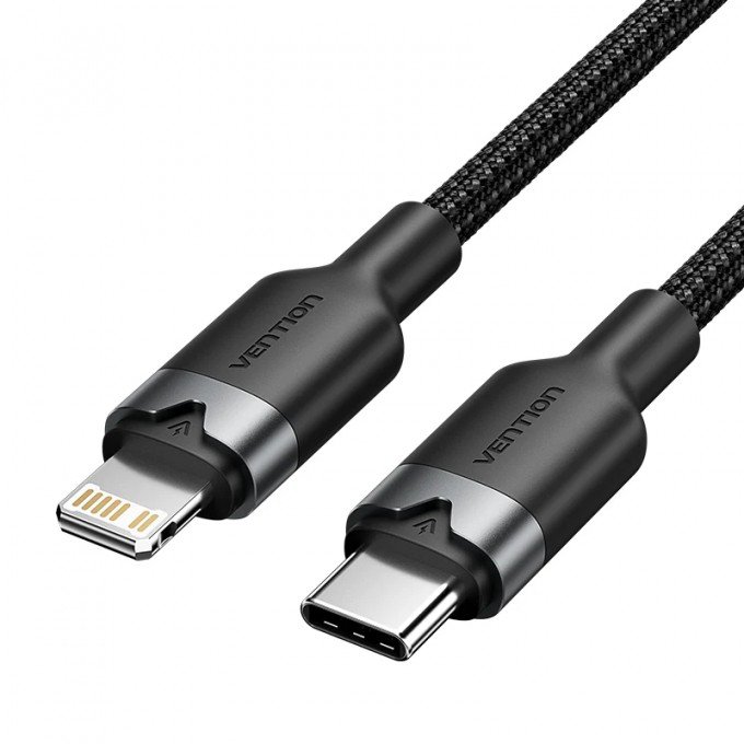 Cavo USB-C a Lightning 3A Vention Colore Nero 2 Metri – Ricarica rapida e trasferimento dati per dispositivi Apple