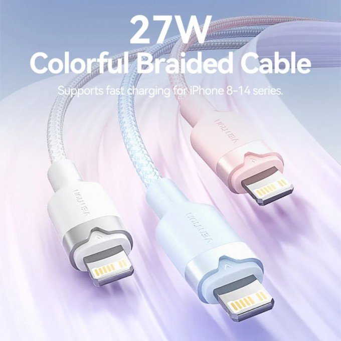 Cavo USB-C a Lightning 3A Vention Colore Nero 2 Metri – Ricarica rapida e trasferimento dati per dispositivi Apple