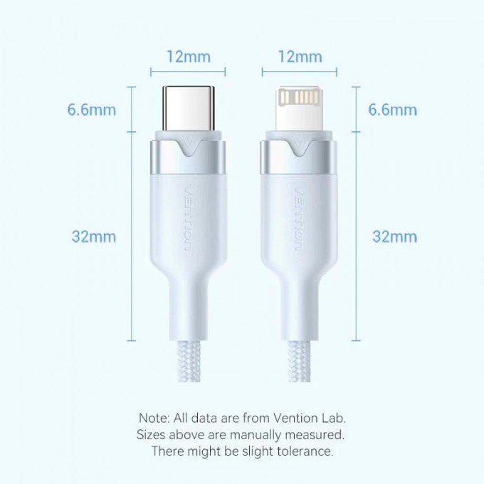 Cavo USB-C a Lightning 3A Vention Colore Nero 2 Metri – Ricarica rapida e trasferimento dati per dispositivi Apple