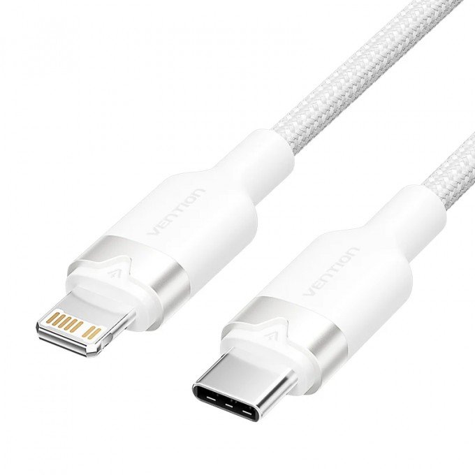 Cavo USB-C a Lightning 3A Vention Colore Bianco 1 Metro – Ricarica rapida e trasferimento dati per dispositivi Apple