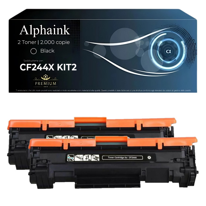 2 Toner HP CF244X 44X Nero Compatibili - Alphaink 2 Toner HP CF244X 44X Nero Compatibili - Alphaink
