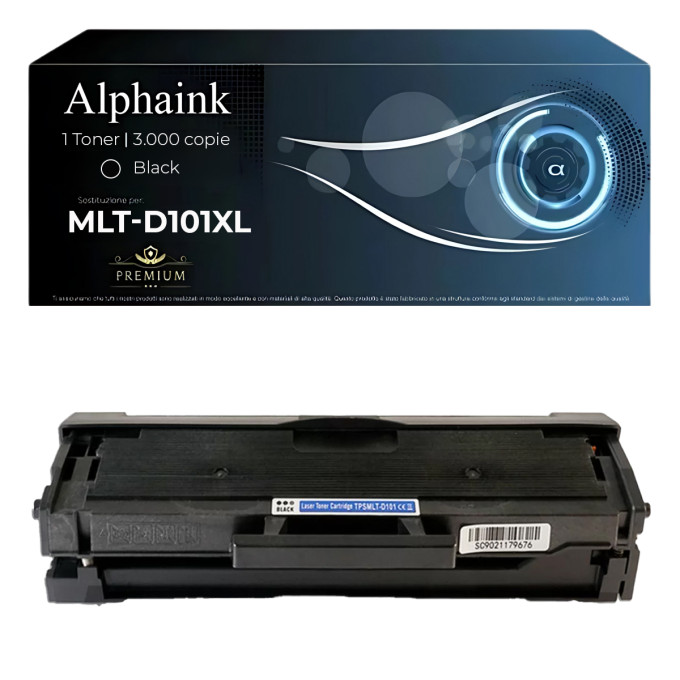 Toner Samsung MLT-D101XL Alta Capacità Nero Compatibile - AlphaInk Toner Samsung MLT-D101XL Alta Capacità Nero Compatibile - AlphaInk