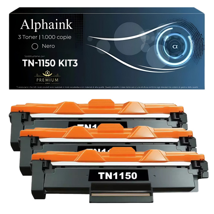 3 Toner TN-1150 Compatibile Per Brother Nero 3 Toner TN-1150 Compatibile Per Brother Nero