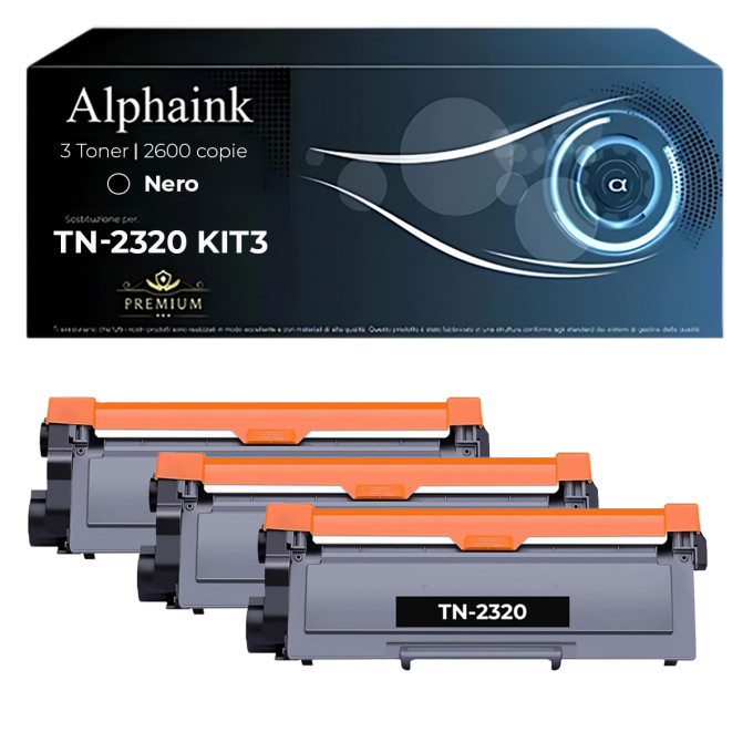 3 Toner Brother TN2320 TN-2320 Nero Compatibili