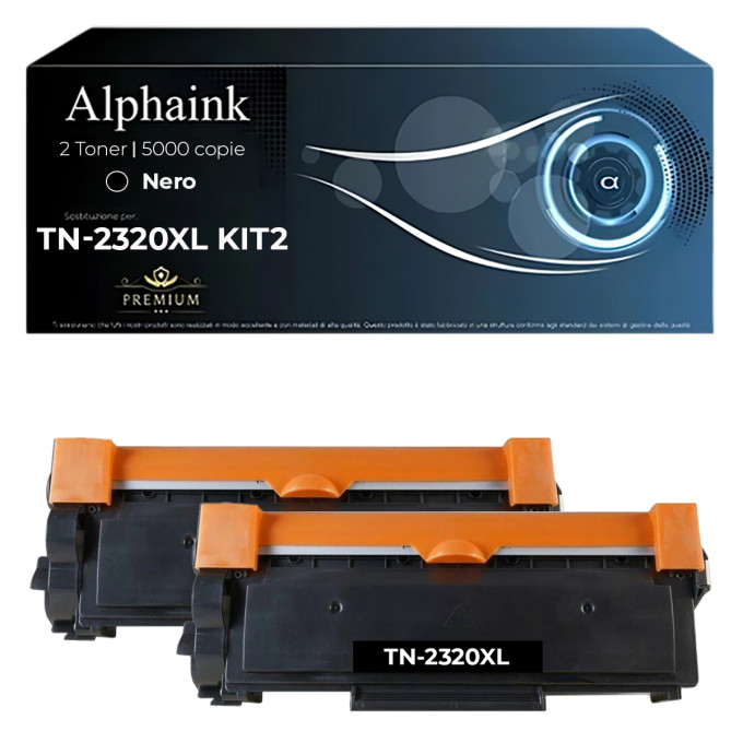 2 Toner Brother TN-2320XL TN2320XL Alta Capacità Nero Compatibili