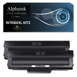 Kit da 2 Toner W1106XXL 106X Compatibili HP CON CHIP Nero