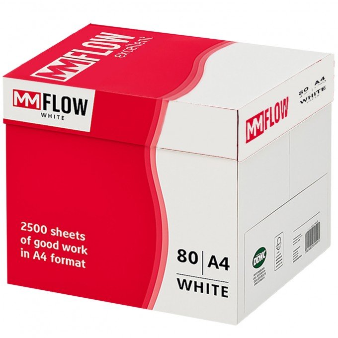 Carta A4 80 gr MM FLOW EXCELLENT - 5 Risme Per Stampante, Ufficio, Fotocopie, Multiuso - Bianca