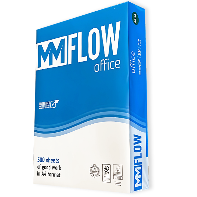 Carta A4 80 gr MM FLOW Office - 5 Risme Per Stampante, Ufficio, Fotocopie, Multiuso - Bianca