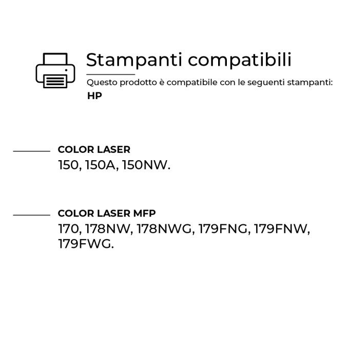 Toner Originale Rigenerato HP W2071A 117A Ciano