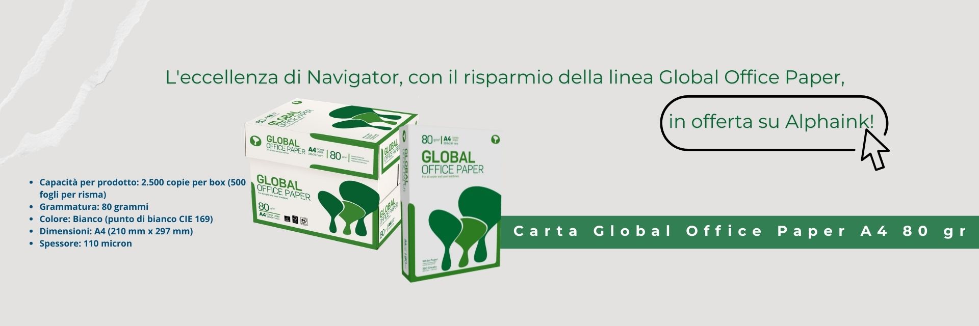 Offerta lancio sulla carta Global Office Paper A4 80 gr di Navigator