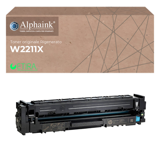 Toner Originale Rigenerato per HP W2211X 207X Ciano