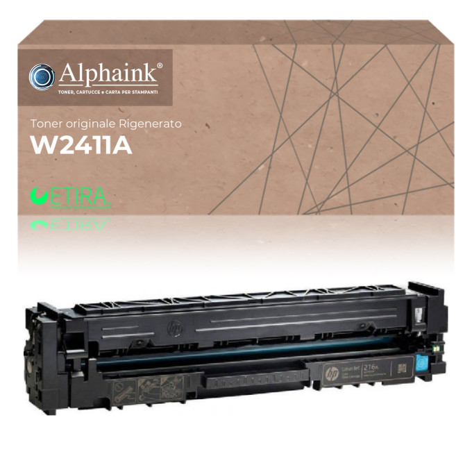 Toner Originale Rigenerato per HP W2411A 216A Ciano CON CHIP