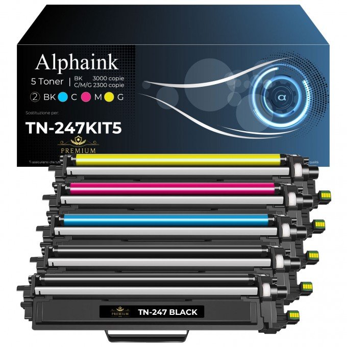 5 Toner Brother TN-247 CON CHIP Compatibili 5 Toner Brother TN-247 CON CHIP Compatibili