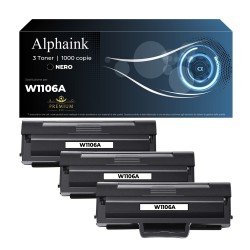 3 Toner HP W1106A 106A Nero CON CHIP Compatibile 3 Toner HP W1106A 106A Nero CON CHIP Compatibile