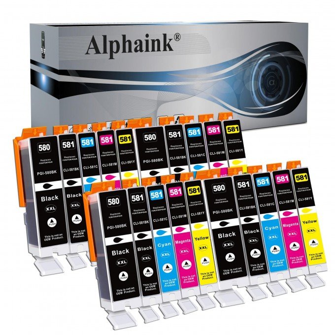 20 Cartucce Canon PGI-580 CLI-581 XXL Nero + Colori con CHIP Compatibili 20 Cartucce Canon PGI-580 CLI-581 XXL Nero + Colori con CHIP Compatibili