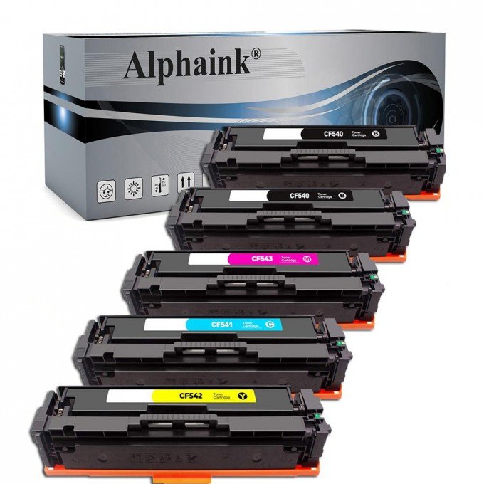 5 Toner HP CF540-3X 203X Nero + Colore Compatibili 5 Toner HP CF540-3X 203X Nero + Colore Compatibili