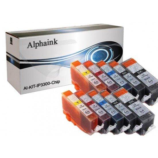 8 Cartucce Canon IP3300 Nero + Colore CON CHIP Compatibili 8 Cartucce Canon IP3300 Nero + Colore CON CHIP Compatibili