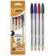 Confezione Originale Bic Cristal da 4 Penne a Sfera - Punta Roller da 1,0 mm - Corsa 0,4 mm - Colori Assortiti