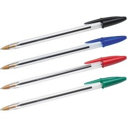 Confezione Originale Bic Cristal da 4 Penne a Sfera - Punta Roller da 1,0 mm - Corsa 0,4 mm - Colori Assortiti Confezione Originale Bic Cristal da 4 Penne a Sfera - Punta Roller da 1,0 mm - Corsa 0,4 mm - Colori Assortiti