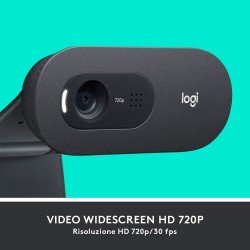 Logitech C505 Webcam HD 720p USB - Microfono a lungo raggio - Campo visivo diagonale 60° - Messa a fuoco fissa - Cavo da 2 m - Colore Nero Logitech C505 Webcam HD 720p USB - Microfono a lungo raggio - Campo visivo diagonale 60° - Messa a fuoco fissa - Cavo da 2 m - Colore Nero
