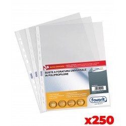 Buste a Foratura Favorit Formato A4 22x30 cm Trasparente Goffrata Buccia d' Arancia confezione da 250 Buste a Foratura Favorit Formato A4 22x30 cm Trasparente Goffrata Buccia d' Arancia confezione da 250