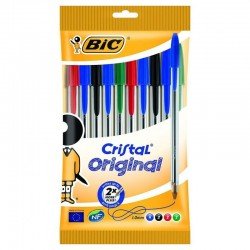 Confezione Bic Cristal da 10 Penne a Sfera - Inchiostro a Base di Olio - Colori Assortiti Confezione Bic Cristal da 10 Penne a Sfera - Inchiostro a Base di Olio - Colori Assortiti
