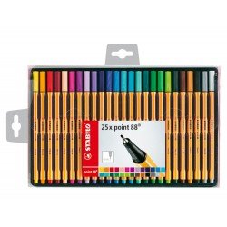 Stabilo Point 88 Confezione da 25 pennarelli con punta a fibra fine - Linea da 0,4 mm - Inchiostro a base acqua - Colori assortiti Stabilo Point 88 Confezione da 25 pennarelli con punta a fibra fine - Linea da 0,4 mm - Inchiostro a base acqua - Colori assortiti