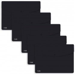 FAVORIT Buste con Bottone Sprint, A4, Polipropilene, Opaco, Confezione da 5 pezzi - Nero FAVORIT Buste con Bottone Sprint, A4, Polipropilene, Opaco, Confezione da 5 pezzi - Nero