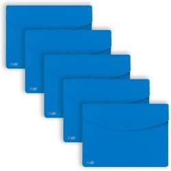 FAVORIT Buste con Bottone Sprint, A4, Polipropilene, Opaco, Confezione da 5 pezzi - Azzurro