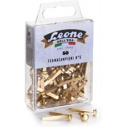 50 Fermacampioni Ottonati Leone Dell'Era N°5 - mm. 25 - Scatola appendibile - Made in Italy 50 Fermacampioni Ottonati Leone Dell'Era N°5 - mm. 25 - Scatola appendibile - Made in Italy