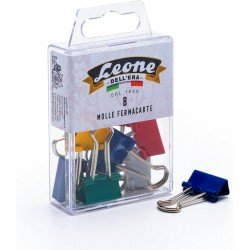 8 Molle Fermacarte Colorate Leone Dell'Era - mm.19 - Scatola appendibile 8 Molle Fermacarte Colorate Leone Dell'Era - mm.19 - Scatola appendibile