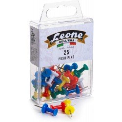 25 Spilli con torretta colorata "Push Pins" (mm. 1,15 x 23) - Scatola appendibile - Leone Dell'Era Made in Italy 25 Spilli con torretta colorata "Push Pins" (mm. 1,15 x 23) - Scatola appendibile - Leone Dell'Era Made in Italy
