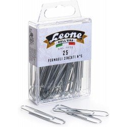 25 Fermagli Zincati Leone Dell'Era N°5 - mm. 49 - Scatola appendibile - Made in Italy 25 Fermagli Zincati Leone Dell'Era N°5 - mm. 49 - Scatola appendibile - Made in Italy
