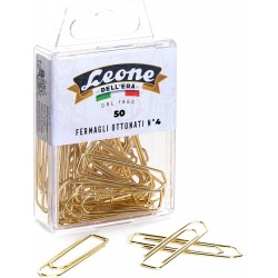 50 Fermagli Ottonati Leone Dell'Era N°4 - Scatola appendibile - Made in Italy 50 Fermagli Ottonati Leone Dell'Era N°4 - Scatola appendibile - Made in Italy