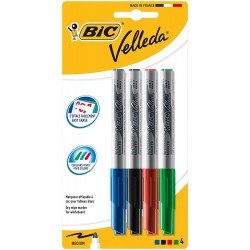 Bic Velleda 1741 Confezione da 4 Pennarelli per Lavagna - Punta Media - Linea 1,4 mm - Cancellazione Ottimale - Colori Assortiti Bic Velleda 1741 Confezione da 4 Pennarelli per Lavagna - Punta Media - Linea 1,4 mm - Cancellazione Ottimale - Colori Assortiti
