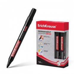 12 Pennarelli permanenti Erichkrause P-200 - Punta a forma di proiettile - Resistente all'acqua e ai raggi UV - Colore nero 12 Pennarelli permanenti Erichkrause P-200 - Punta a forma di proiettile - Resistente all'acqua e ai raggi UV - Colore nero