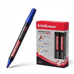 12 Pennarelli permanenti Erichkrause P-200 - Punta a forma di proiettile - Resistente all'acqua e ai raggi UV - Colore blu 12 Pennarelli permanenti Erichkrause P-200 - Punta a forma di proiettile - Resistente all'acqua e ai raggi UV - Colore blu