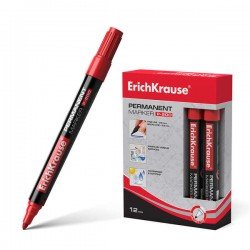 12 Pennarelli permanenti Erichkrause P-200 - Punta a forma di proiettile - Resistente all'acqua e ai raggi UV - Colore rosso 12 Pennarelli permanenti Erichkrause P-200 - Punta a forma di proiettile - Resistente all'acqua e ai raggi UV - Colore rosso