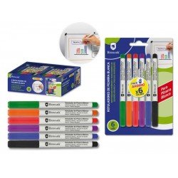 Confezione da 6 pennarelli per lavagne bianche Bismark - Punta fine - Inchiostro ad asciugatura rapida - Cancellare facilmente - Colori assortiti Confezione da 6 pennarelli per lavagne bianche Bismark - Punta fine - Inchiostro ad asciugatura rapida - Cancellare facilmente - Colori assortiti