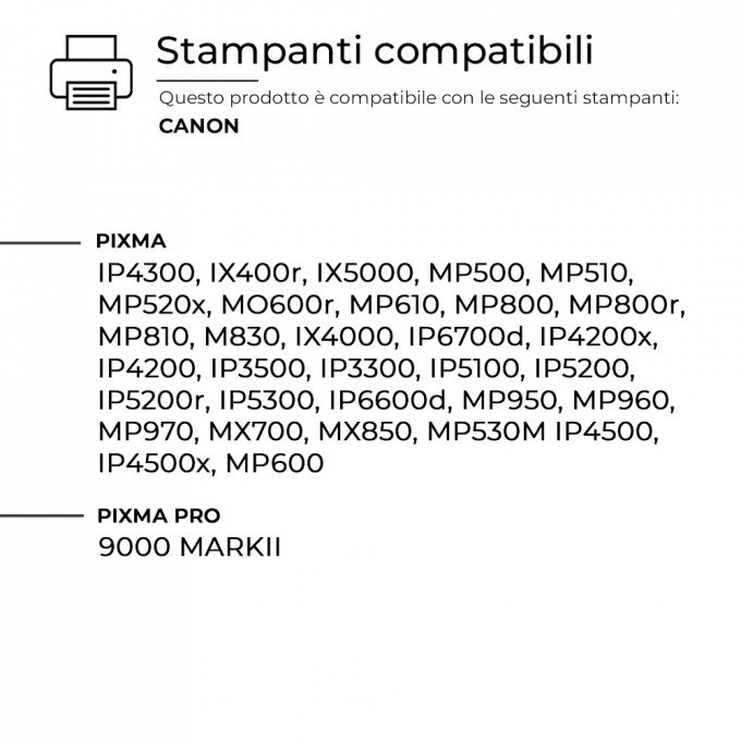 10 Cartucce Canon PGI-5BK CLI-8 Nero + Colore CON CHIP Compatibili 10 Cartucce Canon PGI-5BK CLI-8 Nero + Colore CON CHIP Compatibili