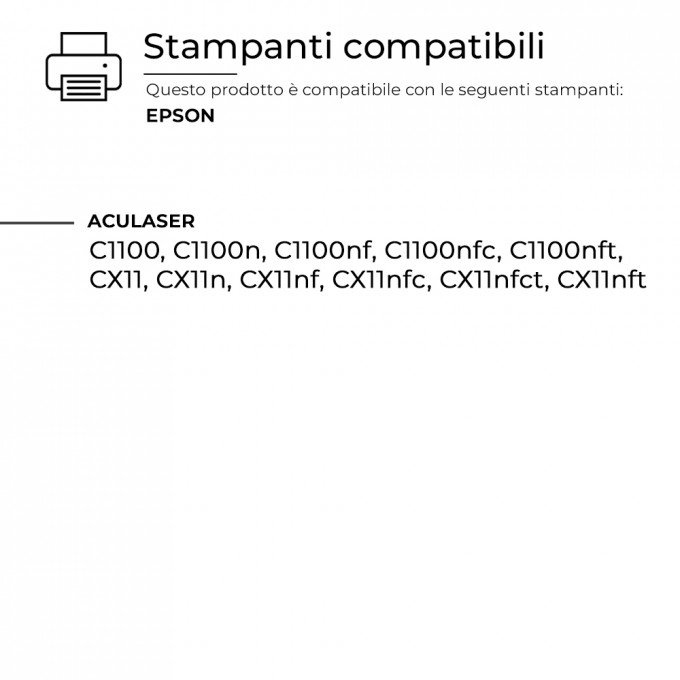4 Toner Epson Aculaser C1100 Nero + Colori Compatibili 4 Toner Epson Aculaser C1100 Nero + Colori Compatibili